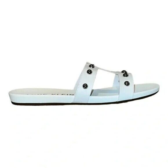 Anne Klein Womens Ely Sandals Iflex Faux Leather White Silver Studs 8.5M New - Picture 3 of 10